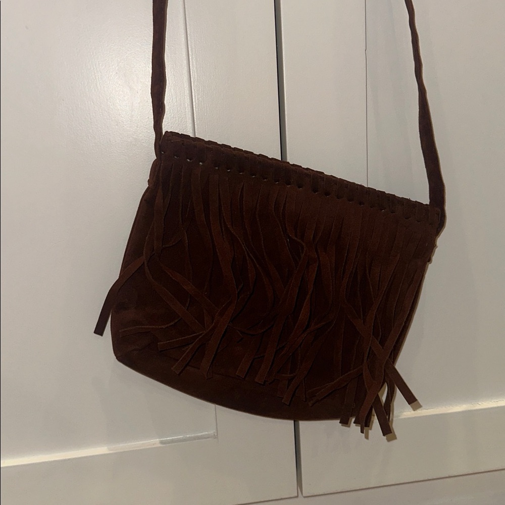 EUC Girls TCP The Children’s Place Brown Suede Fringe Bag Boho Western Purse - Picture 4 of 7